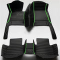 Custom Making Car Floor Mats Compatible for 2000-2025 All Mode Sedan SUV Sports Car Full Coverage Cute Pads Protection Non-Slip Leather Floor Liners (Black and Green bar)