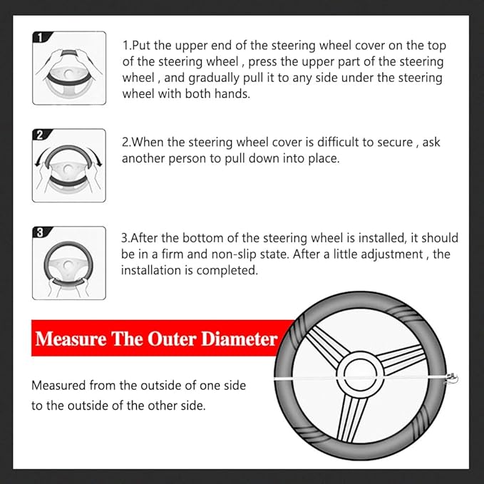 Car Steering Wheel Cover, Steering Wheel Cover for Men and Women, 15 Inch Microfiber Leather Auto Steering Wheel C Over, PU Leather Car Steering Wheel Cover Fit for Most Cars, SUVs, Trucks