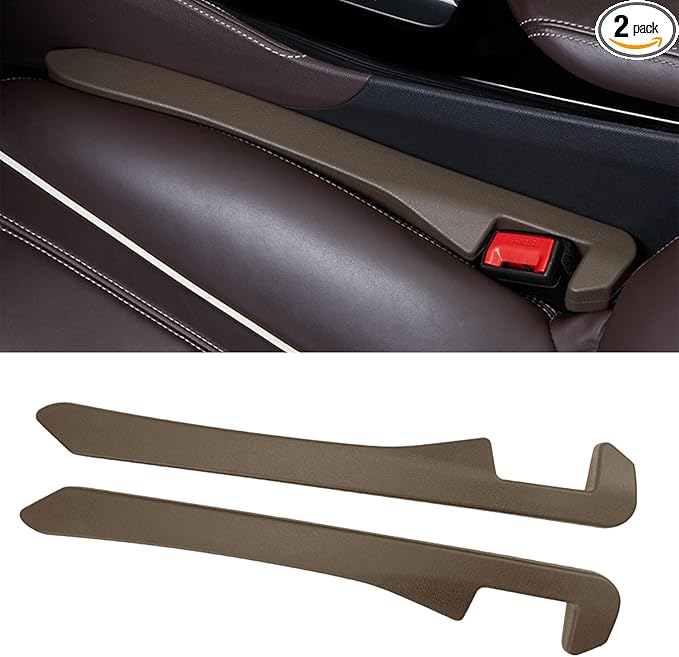2PCS Car Seat Gap Filler, Soft Foam Leather Seat Side Gap Filler Plug, Fill The Gap Between Seat and Console, Stop Things from Dropping, Universal Interior Car Accessories (Brown)