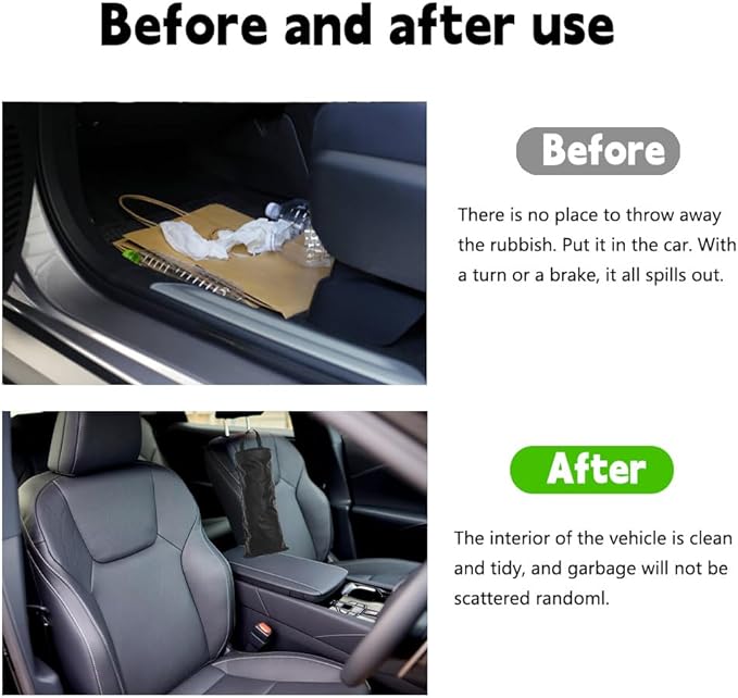 2PCS Car Trash Can For Back Seat, Car Trash Bag, Trash Bin, Car Trash Bag Hanging, Convenient Hanging, Durable, Suitable For Car, Office, Etc