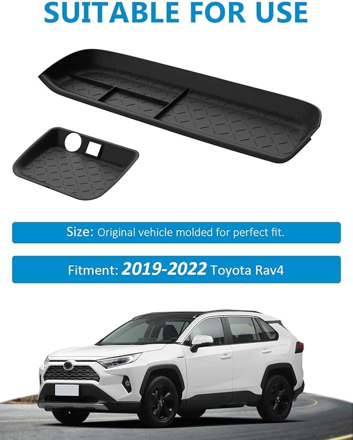 HZCZLO Center Storage Organizer Tray Compatible with Toyota RAV4 2025-2019 Accessories, Center Console Mat,Passenger Storage Organizer Silicone Mat for Toyota RAV4 2Pcs