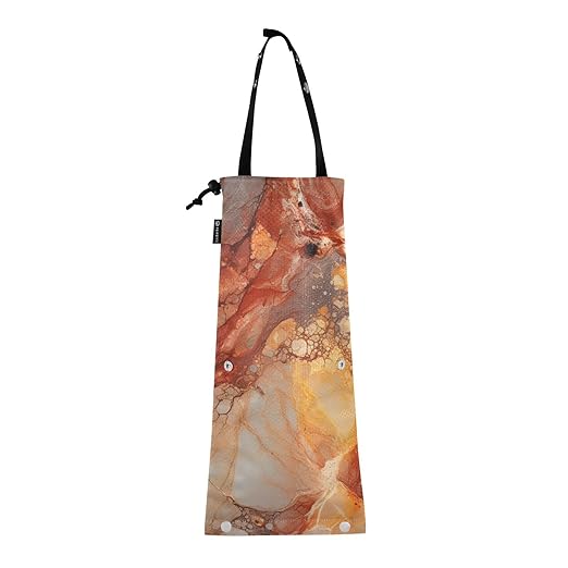 ALAZA Hanging Car Trash Bags Garbage Bag Trash Can for Back Seat Small Marble Orange Washable Storage Bag Retractable 2 Pack