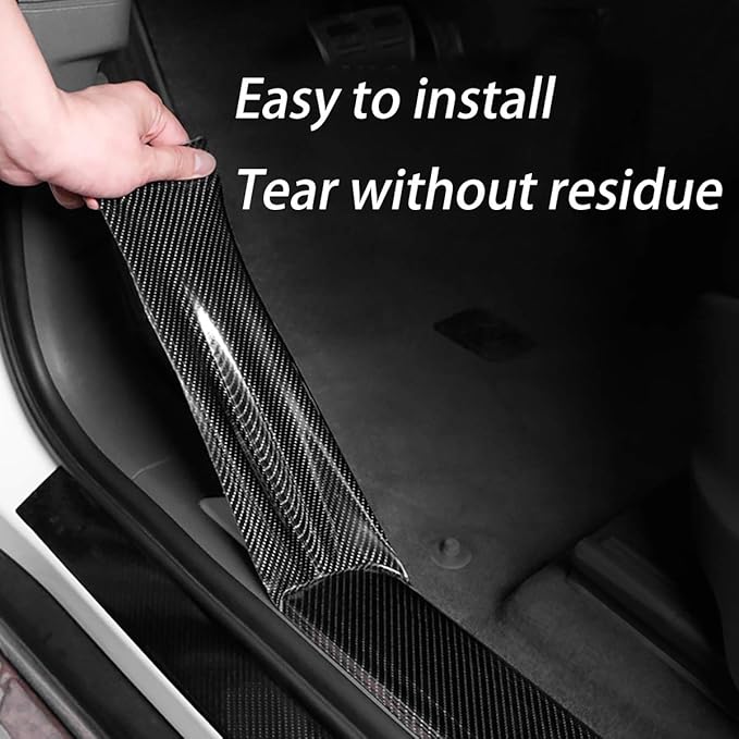 DGSL Car Door Edge Guards - Carbon Fiber Wrap Film - Door Sill Protection - Fits Most Cars (4In x 33Ft, Black)