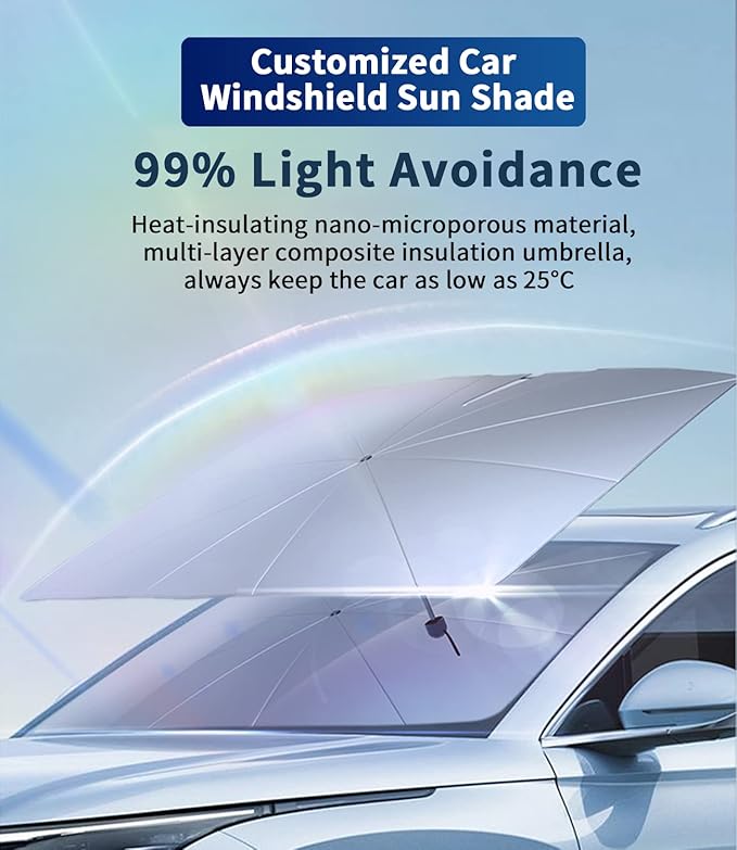 Custom-Fit for Buick Windshield Sun Shade Umbrella, 360°Rotation Bendable Car Umbrella Sunshade Cover UV Block Car Front Window, Designed for Buick Accessories (for Buick Envision)