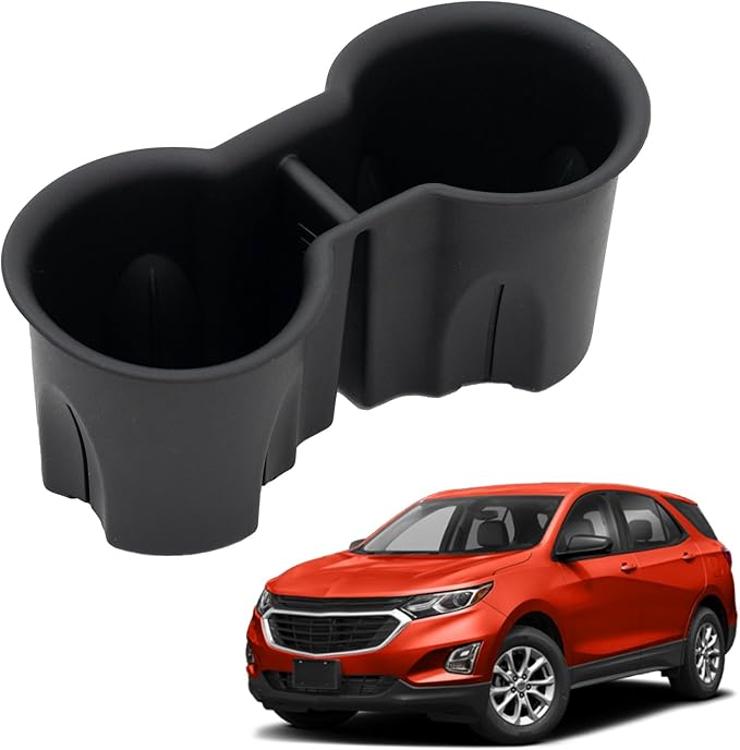 Maxzina Cup Holder Compatible with 2018-2024 Chevrolet Equinox PVC Insert Center Console Cup Holder Soft Black Bottle Holder Interior Decoration for 2024 Chevy Equinox Accessories