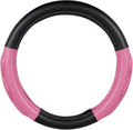 GG Grand General 54081 18 inches Deluxe Plus Steering Wheel Cover Full Black with Pink Comfort Pad