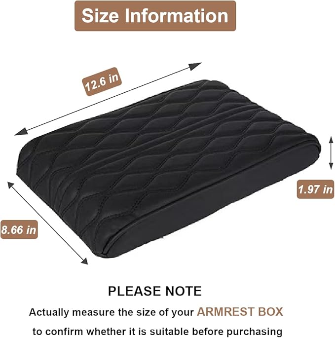 BODLYL Car Center Console Cover, Memory Foam Car Armrest Cushion, Black Auto Arm Rest Pad, Leather Arm Rest Covering Car, Hand Rest Pillow for SUV/Truck/Vehicle (Black)