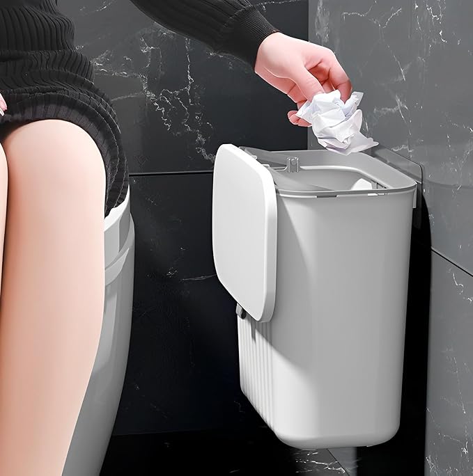 Sooyee 3 Pack 12L/3.2 Gal Kitchen Compost Bin for Countertop or Under Sink, Hanging Small Trash Can with Lid for Cupboard/Bathroom/Bedroom/Office/Camping,Compost Bucket White