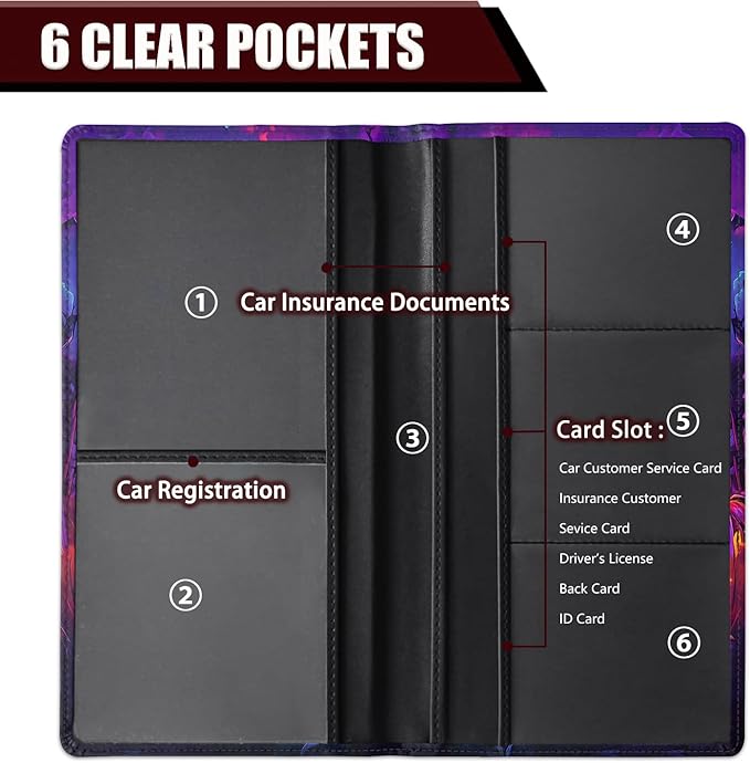 Car Registration Holder, PU Leather Vehicle Glove Box Organizer for Driver License, Document, Car Insurance Holder with Magnetic Shut, Auto Paperwork Wallet Accessories, Halloween Pumpkin Castle