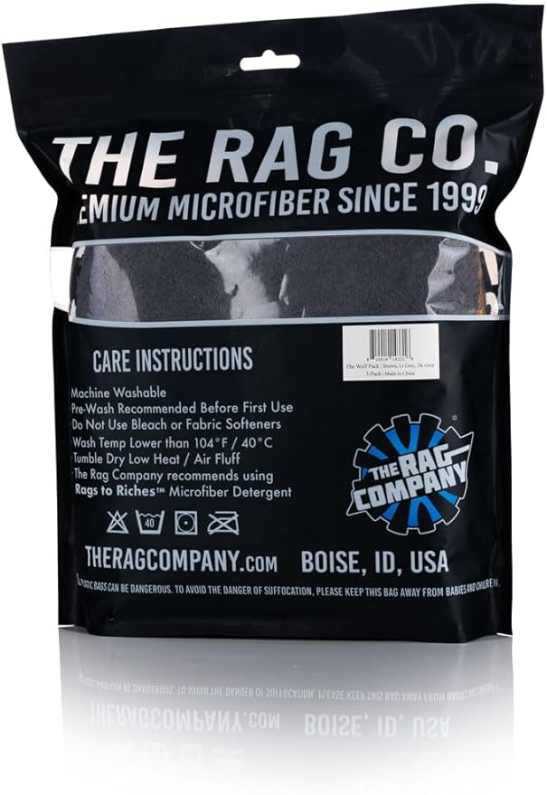 The Rag Company - The Wolf Pack - Premium Ultra-Soft Microfiber Detailing Towels; Buttersoft Suede Edge; Perfect for Buffing and Final Wipedowns; 480GSM, 16in x 16in, Mixed Earth Tone Colors (3-Pack)