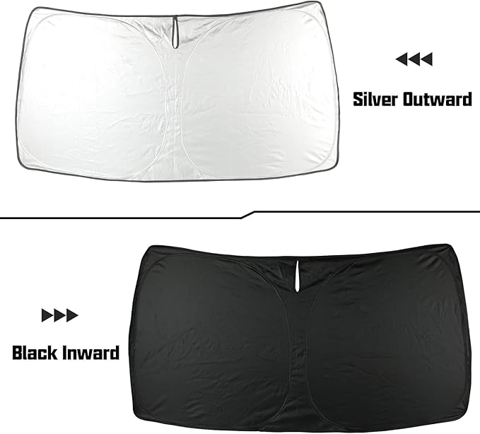 ROCCS Foldable Windshield Sun Shade fit for GMC Sierra 1500 2500 HD 3500 HD 2014-2018, Front Window GMC Sierra Sunshade Sun Visor Cover Blocks UV Rays Keep Your Car Cooler