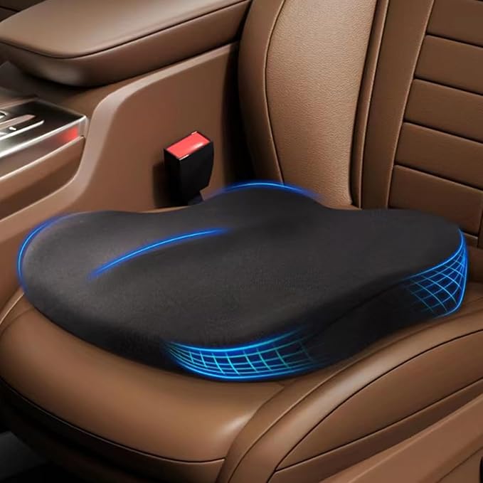 Wedge Car Seat Cushions for Driving, Adult Booster Seat Cushion for Car Truck Driver, Memory Foam Butt Cushion for Office Chair Wheelchair Home, Cloth Black