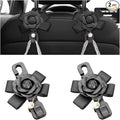 Car Seat Headrest Hook, 2PCS Cute Flower Vehicle Backseat Organizer Hanger for Purse Grocery Bag Coat, Auto Interior Hanging Decor Accessories, Universal for SUV Sedan Truck (Black)