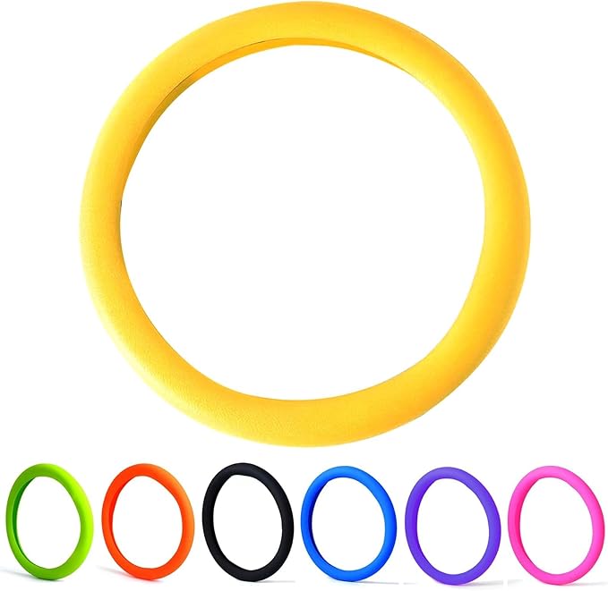 30% Thicker Universal Stretchy Silicone Steering Wheel Cover for 14” 15” 16” Wheels - Anti-Slip Grip & Enhanced Control for Men & Women, All Weather Protection (Yellow)