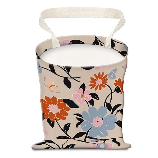 AUEKLLW Car Trash Can, Hanging Garbage Bin for Men and Women, Cute Car Organizer and Storage Bag, Canvas Vehicle Trash Can Bag Easy-to-Install Boho Red and Blue Floral