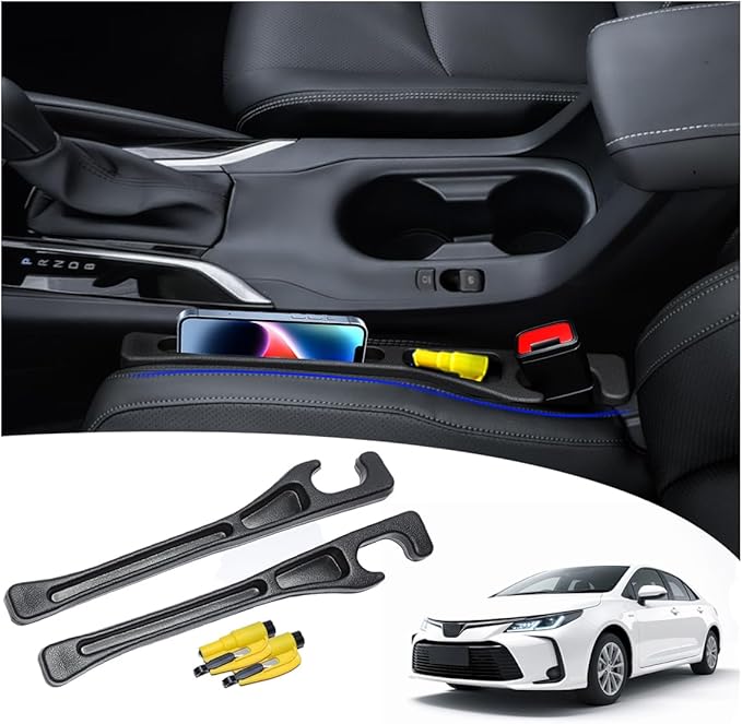 LLXGAB 【Compatible with Toyota Corolla】 Seat Gap Filler,No Drop Seat Guard Compatible with Toyota Corolla,Drop Seat Guards for Cars(2Pcs),Emergency Keychain Car Escape Tool(2Pcs)