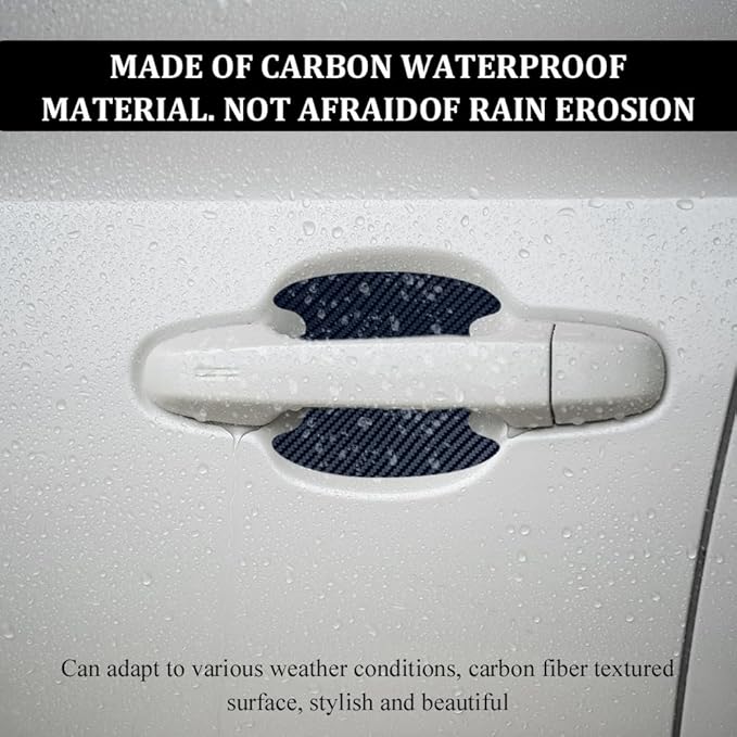 4PCS Car Door Handle Scratch Protectors, Car Door Handle Sticker, Carbon Fiber Anti-Scratches Auto Bowl Protectors, Waterproof Cup Paint Guard Protective Films for Most Vehicles (Blue 4PCS)