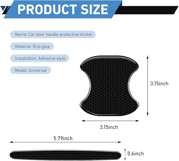 8PCS Car Door Handle Protectors, Anti-Scratch Anti-Bumping Car Doors Handle Bowl Sticker, Reflective Auto Door Handles Paint Protective Film, Universal Protection Guard for Most Cars (Black)