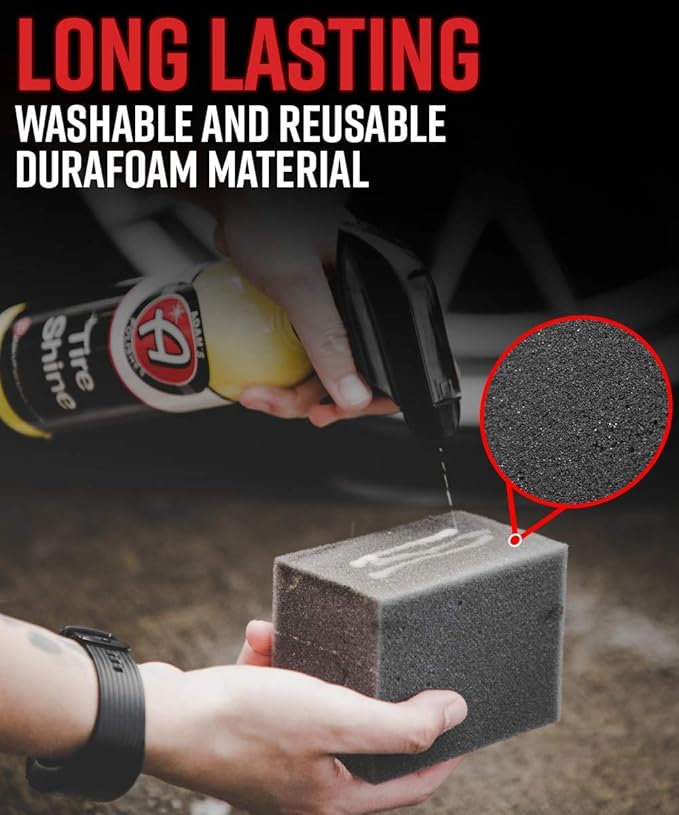Adam's Tire & Trim Block Applicator - Trim Dressing & Tire Shine Applicator Foam Block for Car Detailing, Reusable & Customizable Durafoam Material