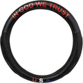 GG Grand General 54074 18 inches Deluxe Plus Steering Wheel Cover in God We Trust/USA in Red Font