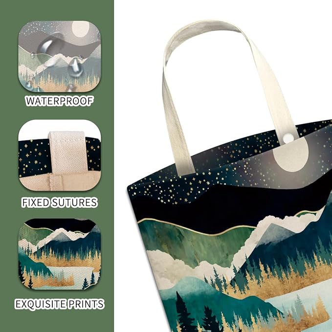 ABUIFDK Car Trash Can, Cute Car Trash Bag, Hanging Car Organizer and Storage Bag, Trash Bin for Car Accessories, Vehicle, Travelling, Camping Night Forest Mountain