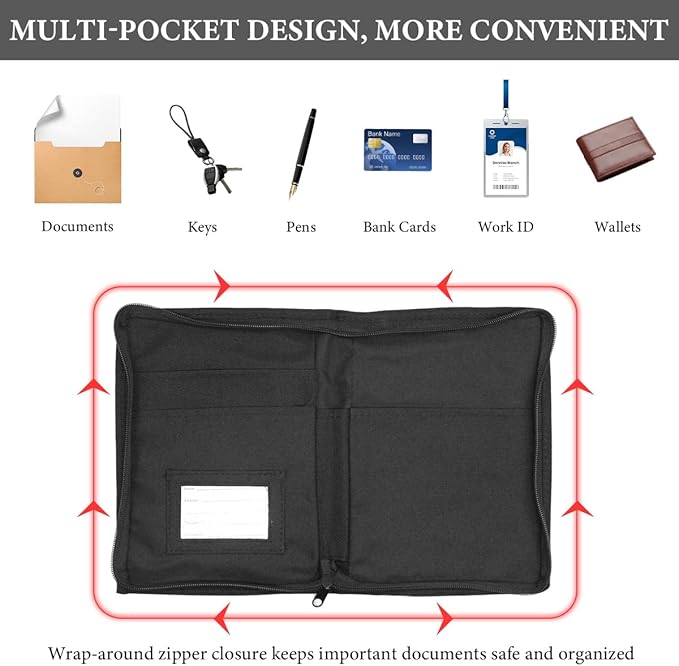Car Registration and Insurance Holder, Glove Box Compartment Document Holder Owner Manual Case, Soft Zippered Pouch Multi-Pocket Glove Bag for Auto Insurance License Cards (2PCS)