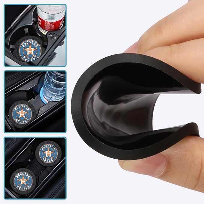 Silicone Astros Car Cup Holder Coasters,Baseball Fans Car Coasters for Huston Astros Fans, Non-Slip Universal Fit Cup Holder Insert