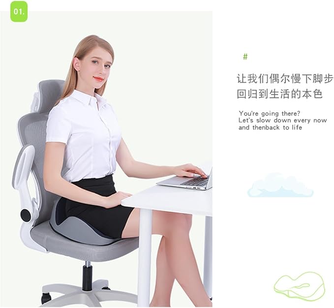 Car Seat Cushion for Long Driving, Ergonomic Memory Foam Seat Cushion, Car Seat Cushion for Back Pain and Lumbar Support Non Slip and Easy Clean for Driving Gaming Chair and Travel B Grey
