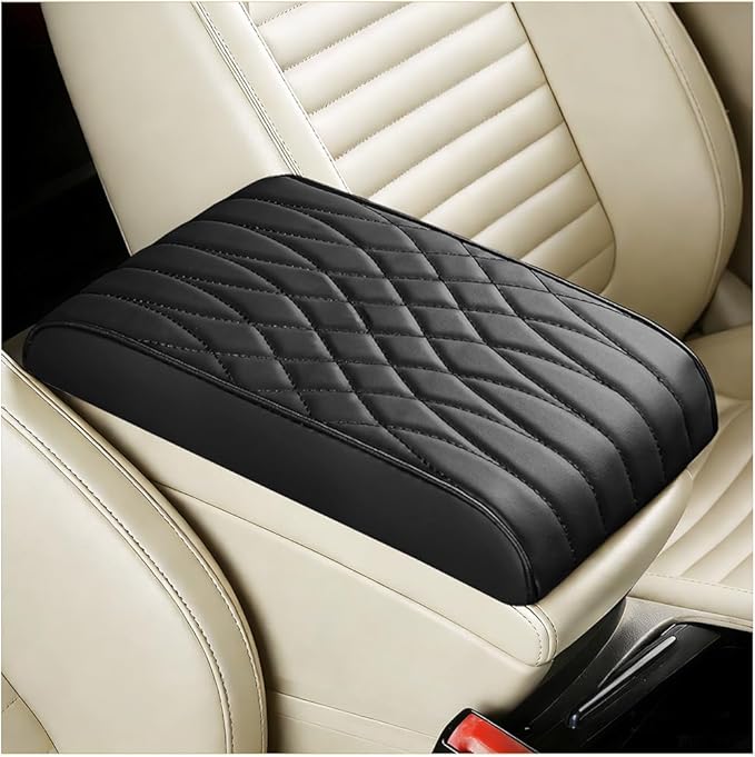 BESULEN Car Center Console Cover, Memory Foam Scratch & Wear Resistant Vehicle Armrest Storage Box Cushion Pad, Auto Interior Middle Console Protector, Universal for Sedan RV Pickup (Black)