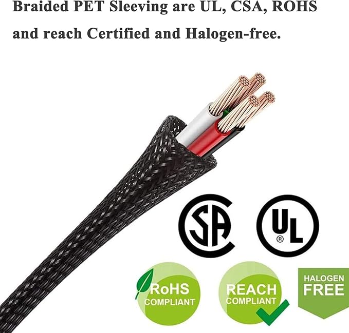 100ft - 1/8 Inch Cable Management Sleeve Protector,Wire Loom PET Expandable Wire Sleeving for Office TV Computer Home Theater Engine Bay Cord Organizer,Protect Cables from Pet Cat Dog Chewing,Black