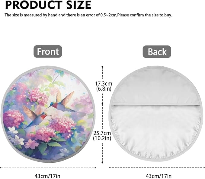 Dustproof Steering Wheel Sun Shade Steering Wheel UV Reflector Shade Cover Vehicle Accessories Universal Fit Car SUV Truck Van, Hummingbird Hydrangea Flower Pattern