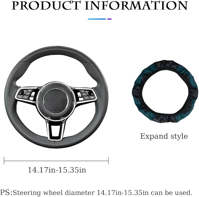 Fekey&JF Car Steering Wheel Cover, Universal Microfiber PU Leather Elastic 15 inch Stitching Color Anti-Slip Steering Wheel Protector, Auto Interior Protection Accessories for Men Women (Dark Green)