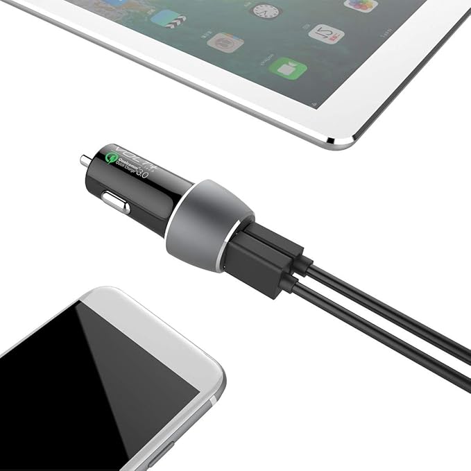 PRO 33 Watt Car Kit Compatible with Kyocera Cadence LTE Plus Data, Durable Quick Adaptive Fast Charging Dual USB-C/MicroUSB Long 4ft Cables