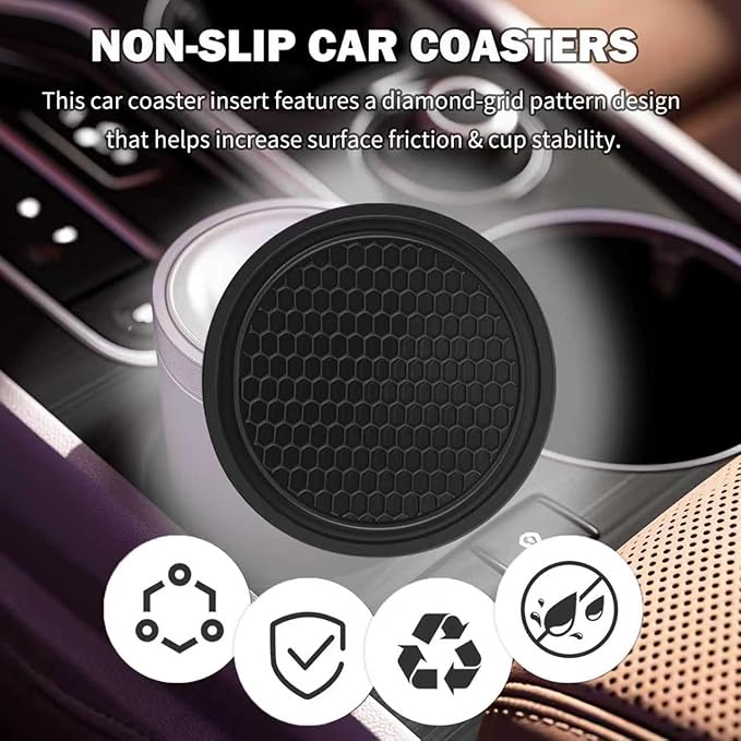 2026 New Car Seat Gap Filler Organizer & Non-Slip Car Coasters for Cup Holders Set,Multifunctional Cars Gap Filler with Phone Holder,Universal No Drop Seat Guard for Cars