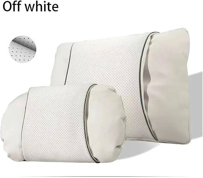 1/2PCS PU Leather Car Neck Pillow & Lumbar Support Cushion, Breathable Universal Seat Headrest Waist Pad, Soft Support Cushion for Daily Driving and Travel(E Style headrest)