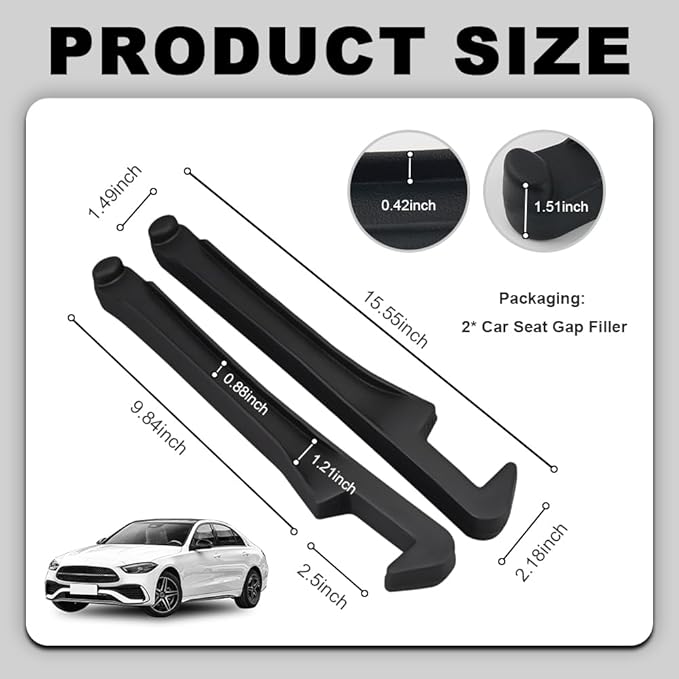 3 in 1 Car Seat Gap Filler 2 Pack,2026 Upgraded Car Side Seat Gap Filler with Organizer Slot & Hook,Universal in Between Cars Seats Catcher Cars Accessories to Avoid Item Drop