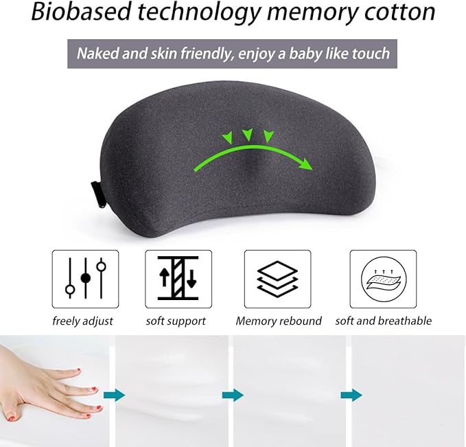 Car Lumbar Support Pillow, Ergonomic Memory Foam Vehicle Seat Back Support Pillow for Sciatica Pain Relief, Comfortable Automotive Seat Cushion Pad, Universal for SUV RV Truck (Dark Gray)