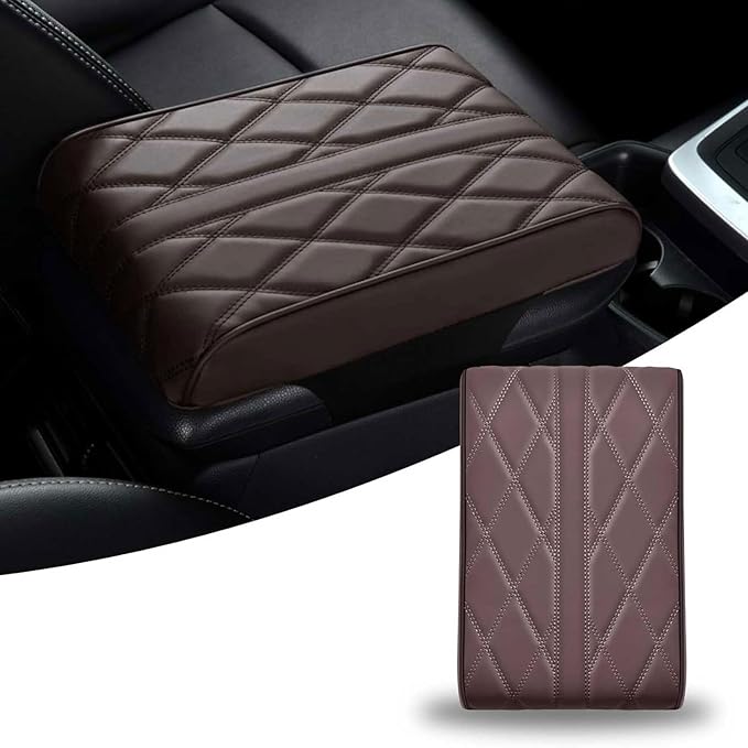 Car Armrest Covers for Tesla Model Y 2020–2025,Protection Padding Center Console Cushion Storage Box Mat Pad Cover Protector,Brown
