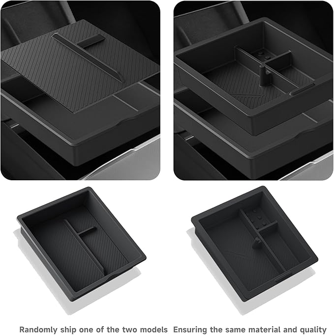 DORENA 4PCS Center Console Organizer Tray for Tesla Model 3 Highland 2024 2025 Accessories Cup Holder Inserts, Armrest Storage Box, Center Console, Wireless Charging Pad Silicone Mat Black
