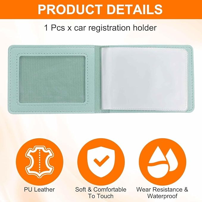 HARFINGTON Car Registration and Insurance Holder PU Leather Vehicle Glove Box Organizer Storage Accessories Car ID Holder with 10 Pockets for License ID Card Bank Card Documents, Blue