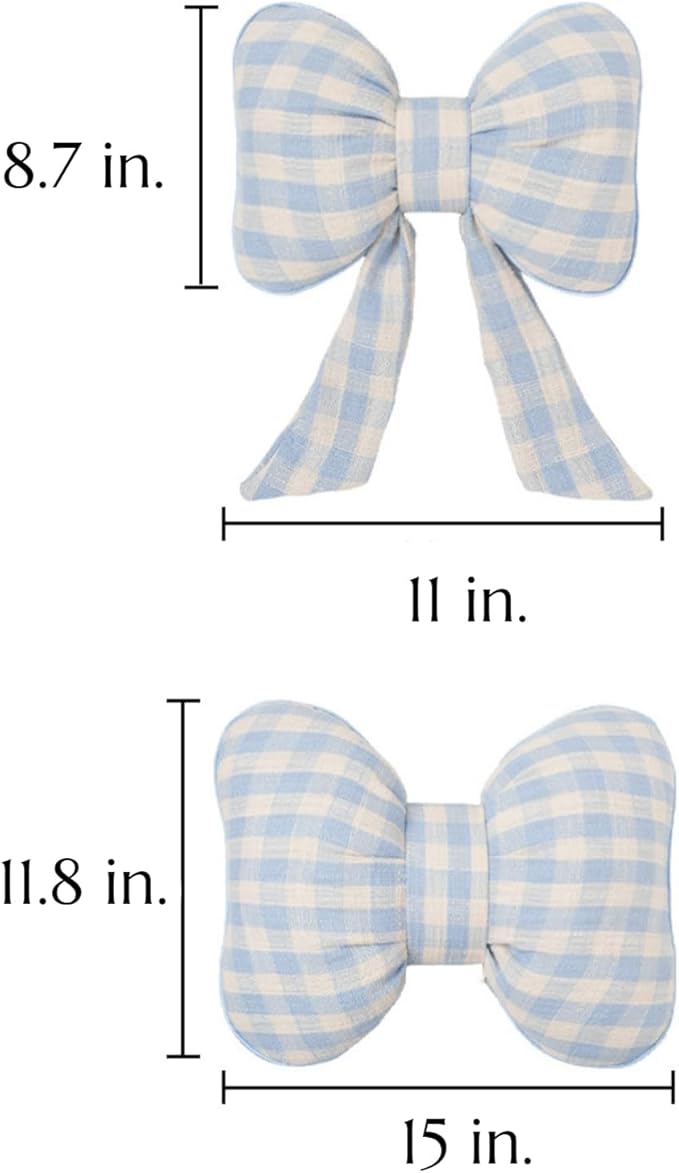 Car Accessories Plaid Bow Headrest Lumbar Pillow 4PCs Set Cotton Linen Elegant Soft Car Seat Cushions for Daily Commuting Trave (Black Plaid,headrest+Lumbar Pillow 2pcs)