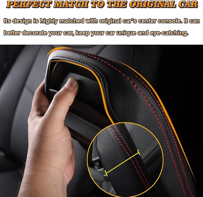 BOYOUS Car Armrest Cover Waterproof Center Console Pad Covers Scratch Resistance Leather Protector Interior Decoration Accessories Fit For Cadillac XT5 2016-2025 XT6 2020-2025（Carbon Fiber）