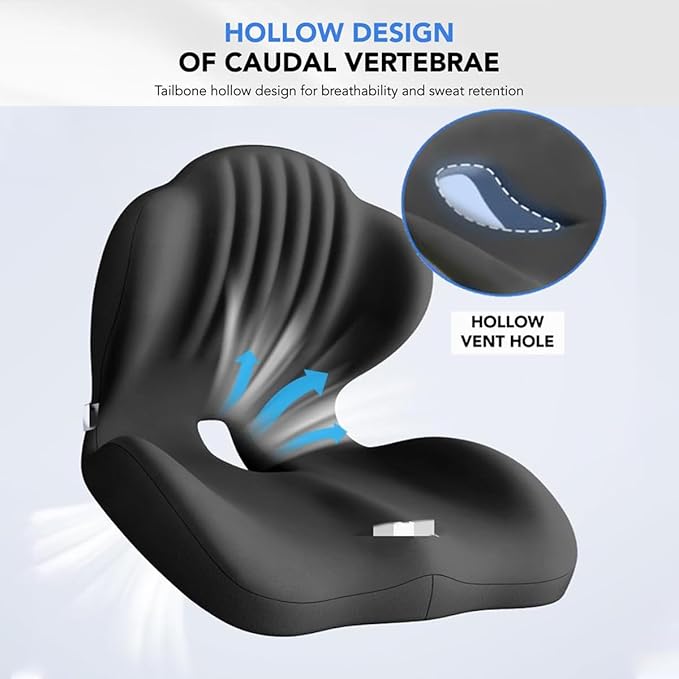 Ergonomic Memory Foam Seat Cushion with Lumbar Support, Office Chair and Car Seat Cushion for Back Pain Relief, Pressure Reducing Comfort Pad, for Parents and Friend,Grey