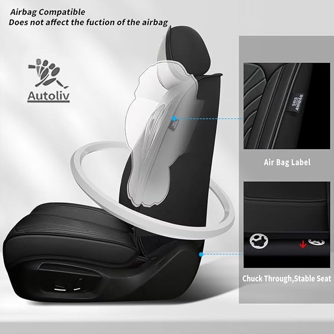 DISUTOGO Front Seat Covers Fit for Nissan Maxima 2011-2023 Waterproof Faux Leather Automotive Cushion Protector Car seat Covers Compatible Airbag(2 Seats, Black)