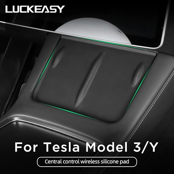 LUCKEASY Interior Accessories for Tesla model3 Model Y Central Control Wireless Charging Silicone pad Anti-Skid pad Model 3 2021（Black）