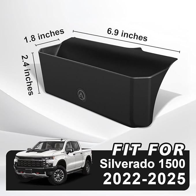 Muslogy Center Console Side Organizer Compatible with 2022-2024 2025 Chevy Silverado 1500 Accessories Middle Console Shifter Storage Box Left & Right Phone Pocket with Anti-Slip Mats