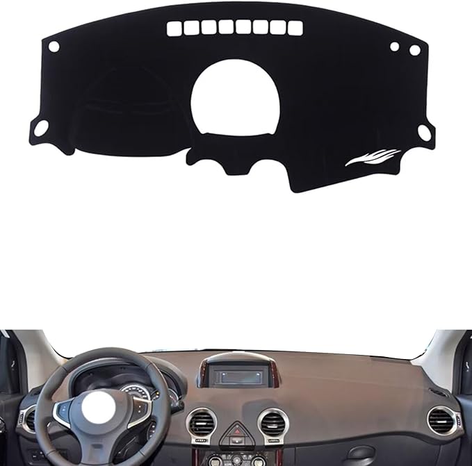 Leather Dashboard Cover Compatible with Renault Koleos 2009-2016，Dash Cover（Black）