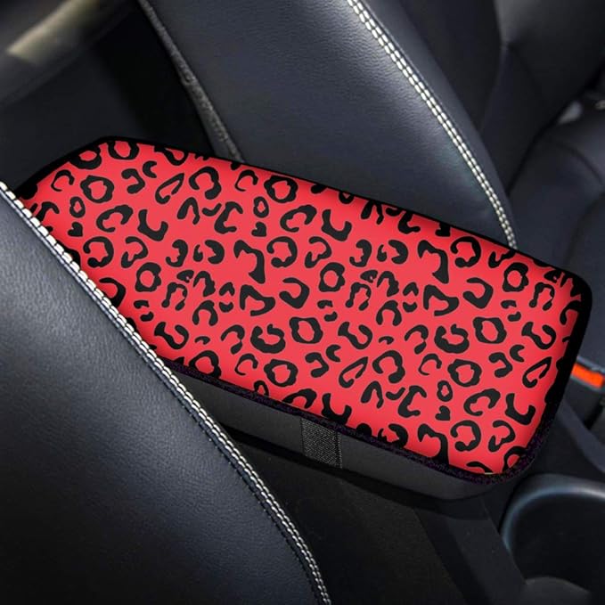 Leopard Auto Center Console Armrest Pad Seat Box Cover Universal Fit Car Arm Rest Cover Cushion Mat for SUV Vehicle Truck Car Accessories