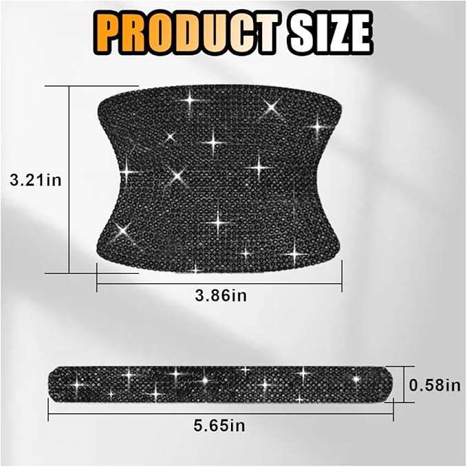 10PCS Bling Car Door Handle Anti-Scratch Sticker, Universal Car Doors Handles Protective Cover, Shiny Rhinestone Auto Decor Accessories for Women (Black)