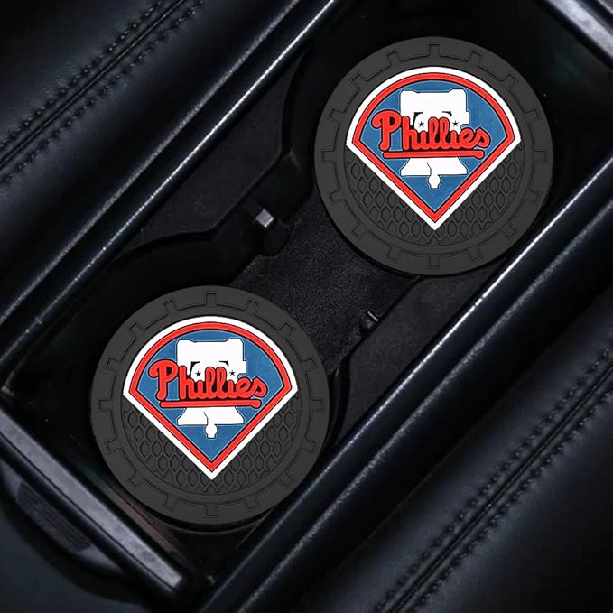 Silicone Phillies Car Cup Holder Coasters,Baseball Fans Car Coasters for Phila Phillies Fans, Non-Slip Universal Fit Cup Holder Insert